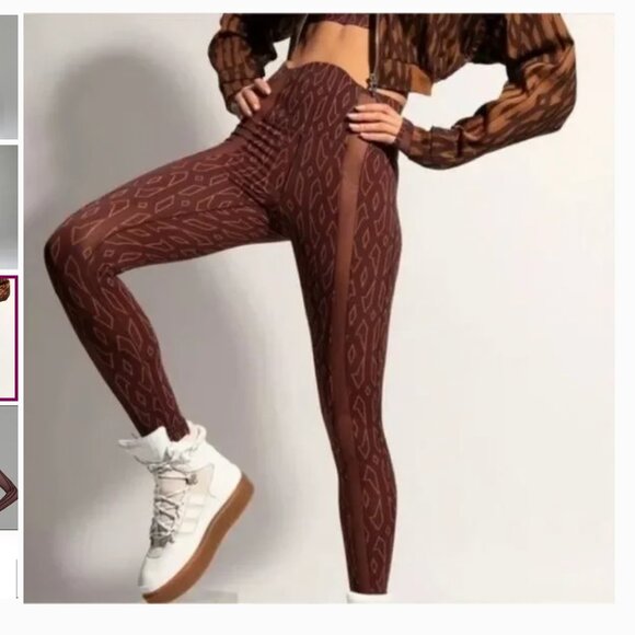 Ivy Park x Adidas Monogram Sheer Panel Tights - S - Picture 3 of 14